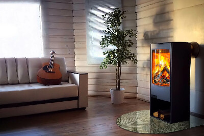 Glass hearths for wood burners Tropical leaves in the background