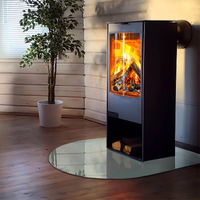 Glass hearth for log burner Delicate marble pattern