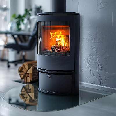 Glass hearth for log burner Sea Color