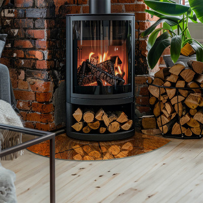Glass hearth for wood stove Wood grain in cross-section
