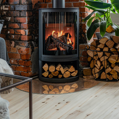 Glass hearth for wood stove Natural wood pattern