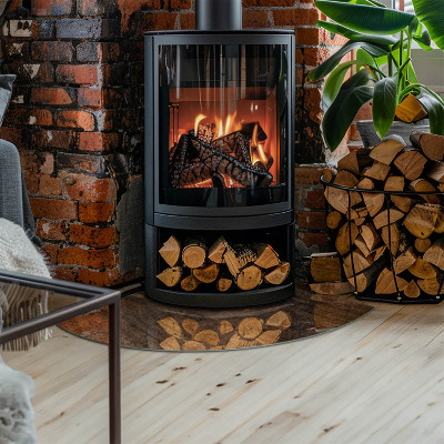 Glass hearth Natural wood pattern