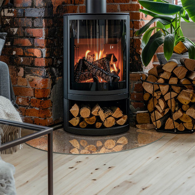 Glass hearth for wood stove Natural stone texture