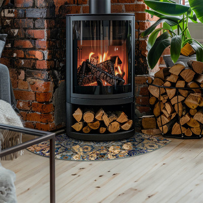 Glass hearth Mosaic pattern with flowers