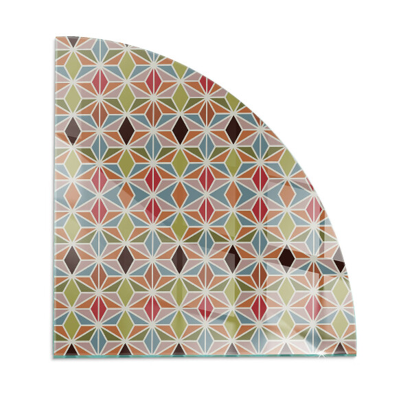 Glass hearth for wood stove Polygonal patterns in a grid