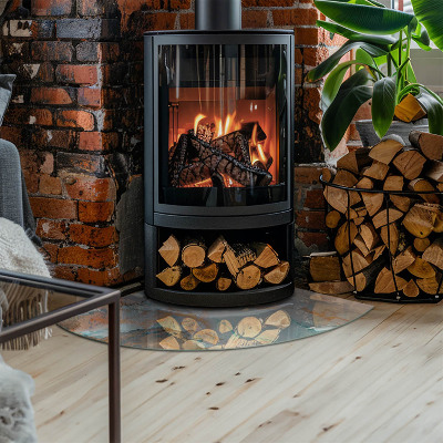 Glass hearth for wood stove Abstract fluid pattern