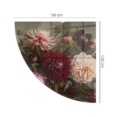 Glass hearth for wood stove Floral bouquet in detail