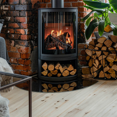 Glass hearth for wood stove Color Dark graphite