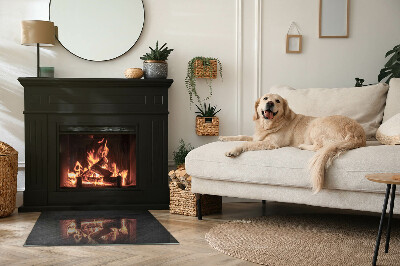 Glass fire hearth rectangular Natural stone texture