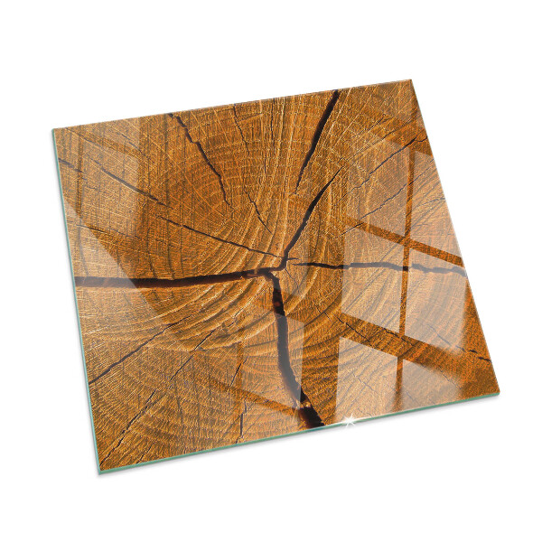 Corner glass hearth rectangular Wood grain in cross-section