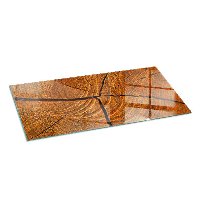 Corner glass hearth rectangular Wood grain in cross-section