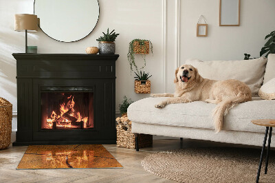 Corner glass hearth rectangular Wood grain in cross-section