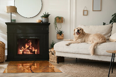 Corner glass hearth rectangular Wood grain in cross-section