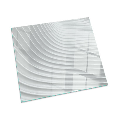 Corner glass hearth rectangular Waves of delicate lines