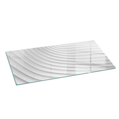 Corner glass hearth rectangular Waves of delicate lines