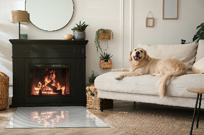 Corner glass hearth rectangular Waves of delicate lines