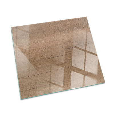 Corner glass hearth rectangular Natural wood pattern