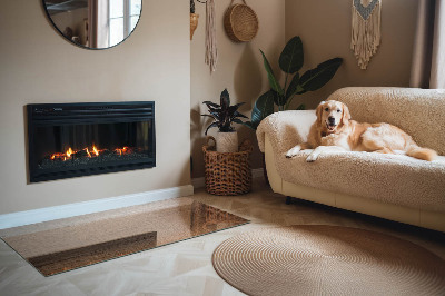 Corner glass hearth rectangular Natural wood pattern
