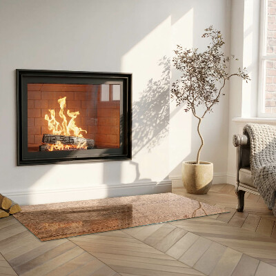 Corner glass hearth rectangular Natural wood pattern