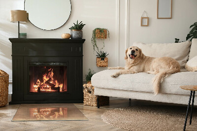 Corner glass hearth rectangular Natural wood pattern