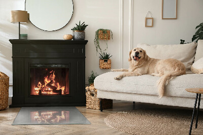 Corner glass hearth rectangular Concrete texture with effect
