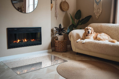 Corner glass hearth rectangular Pattern with small shapes