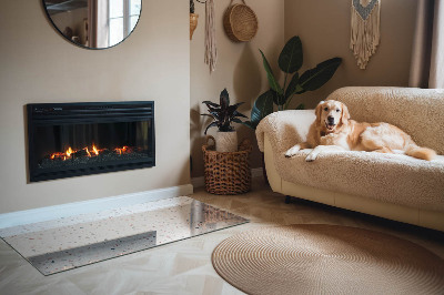 Corner glass hearth rectangular Pattern with small shapes