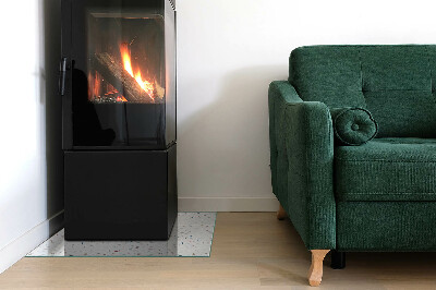 Corner glass hearth rectangular Pattern with small shapes
