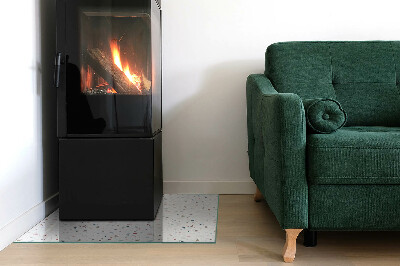 Corner glass hearth rectangular Pattern with small shapes