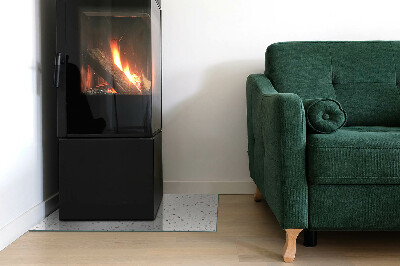 Corner glass hearth rectangular Pattern with small shapes