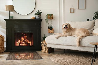 Glass fire hearth rectangular Natural wood pattern