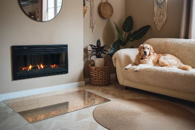Corner glass hearth rectangular Natural stone texture