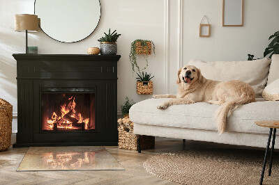 Corner glass hearth rectangular Natural stone texture