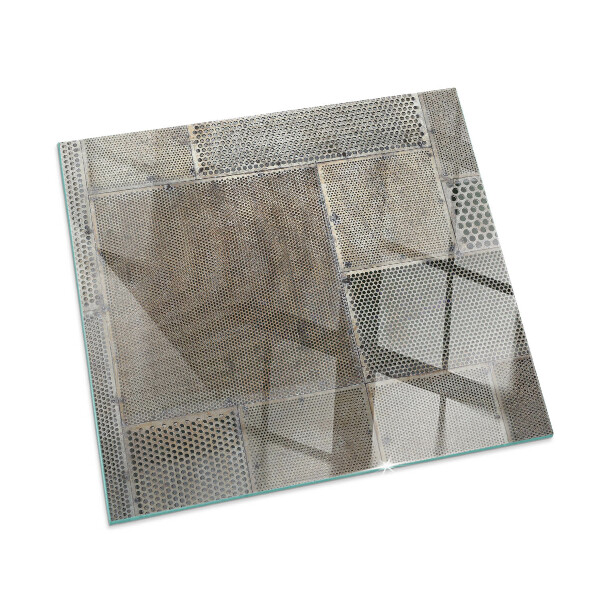 Glass fire hearth rectangular Pattern of perforated sheet metal