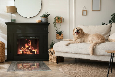 Glass fire hearth rectangular Pattern of perforated sheet metal