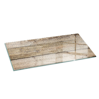 Glass fire hearth rectangular Wooden board in arrangement