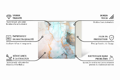 Glass fire hearth rectangular Marble structure pattern