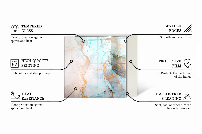 Glass fire hearth rectangular Marble structure pattern