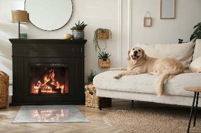 Glass fire hearth rectangular Marble structure pattern