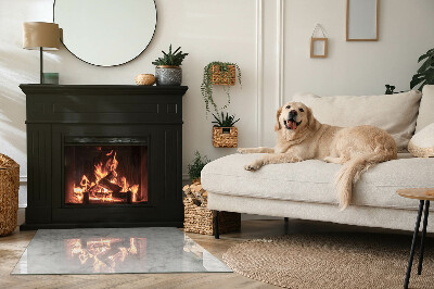 Glass fire hearth rectangular Marble structure pattern
