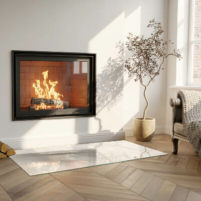 Corner glass hearth rectangular Natural marble pattern