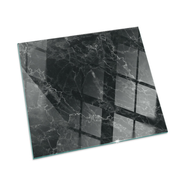 Glass fire hearth rectangular Elegant marble pattern