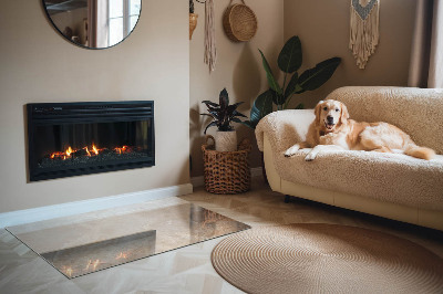 Corner glass hearth rectangular Natural stone pattern