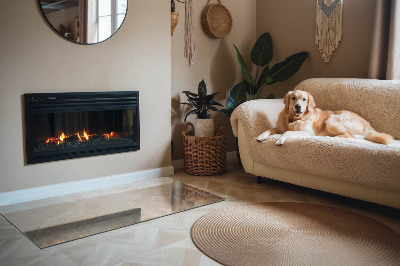 Corner glass hearth rectangular Natural stone pattern