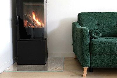 Corner glass hearth rectangular Natural stone pattern