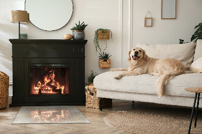 Corner glass hearth rectangular Natural stone pattern