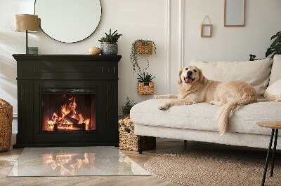 Corner glass hearth rectangular Natural stone pattern