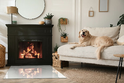 Glass fire hearth rectangular Marble pattern with veins