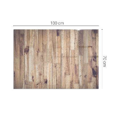Glass fire hearth rectangular Wooden board in arrangement