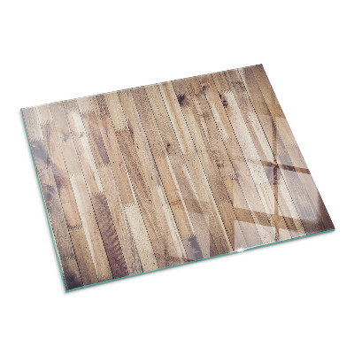 Glass fire hearth rectangular Wooden board in arrangement